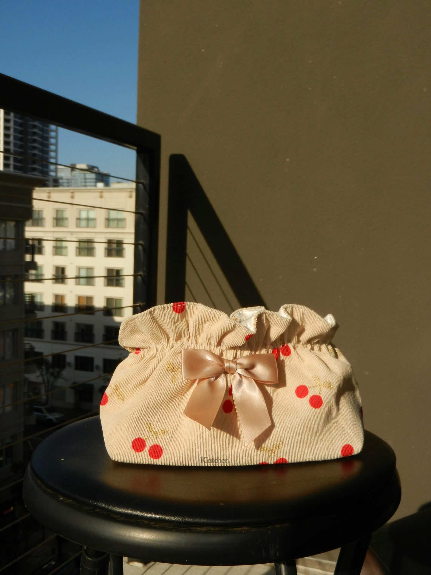 Cherry Ribbon Zip Pouch