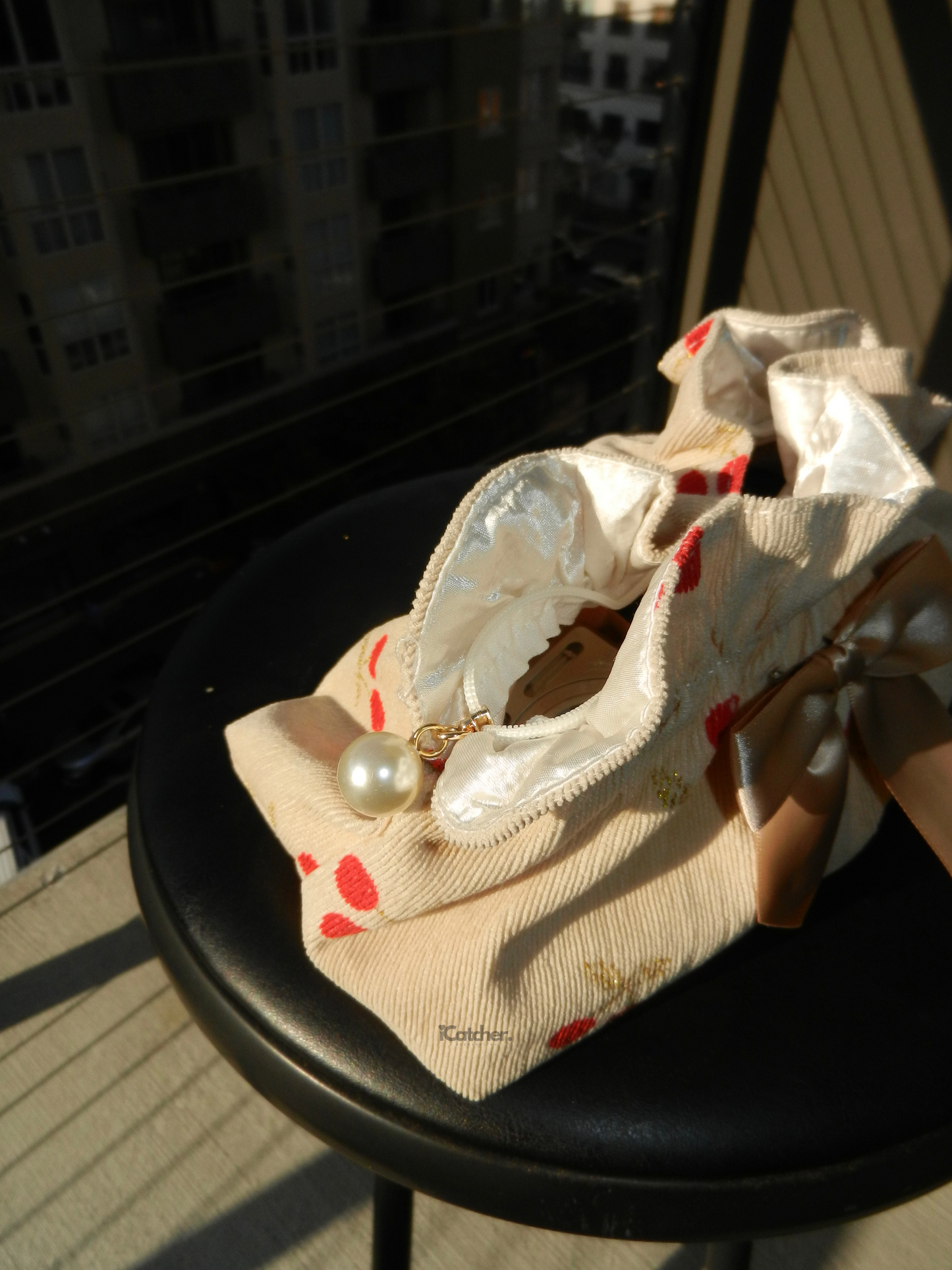 Cherry Ribbon Zip Pouch