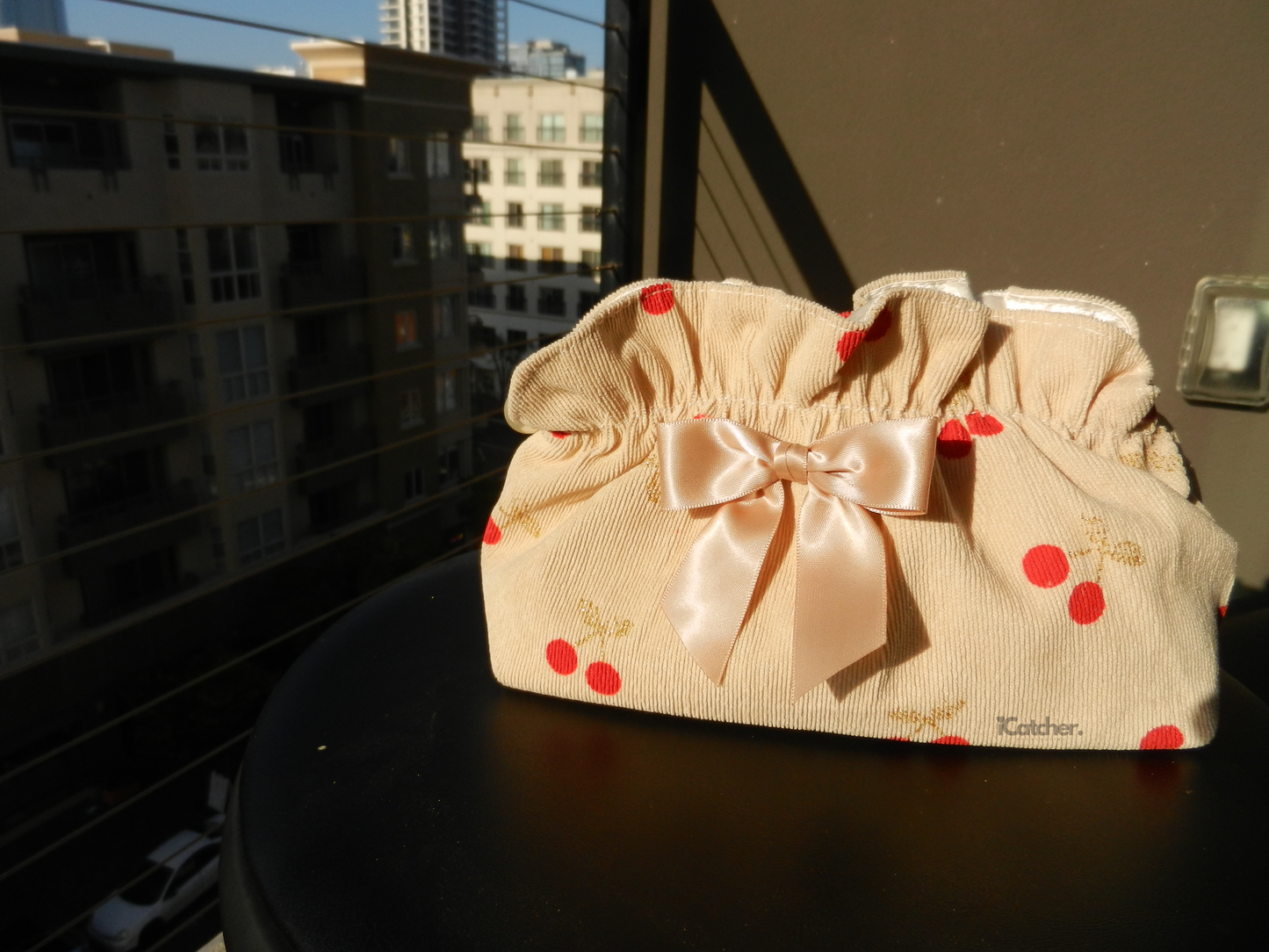 Cherry Ribbon Zip Pouch