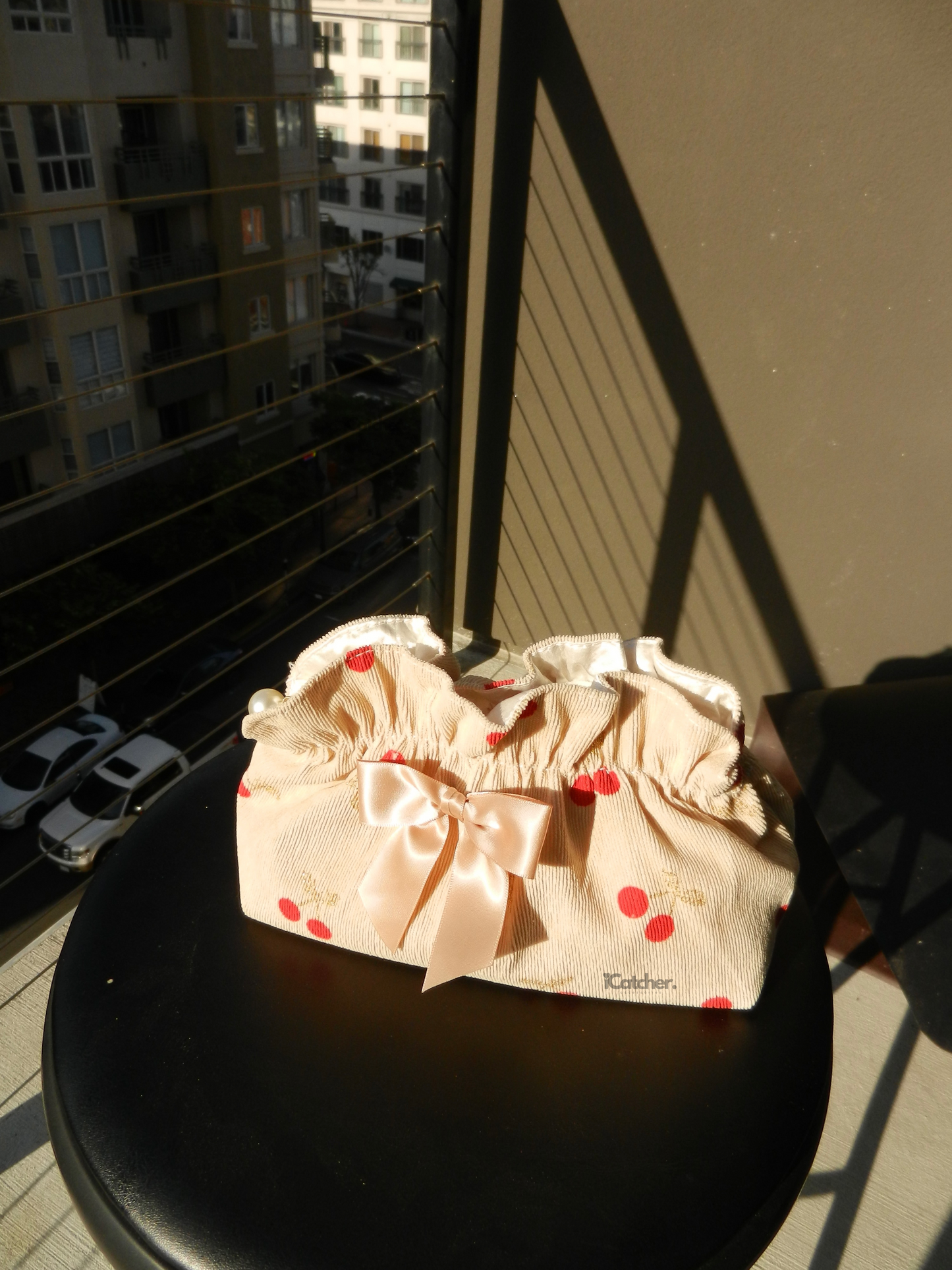 Cherry Ribbon Zip Pouch
